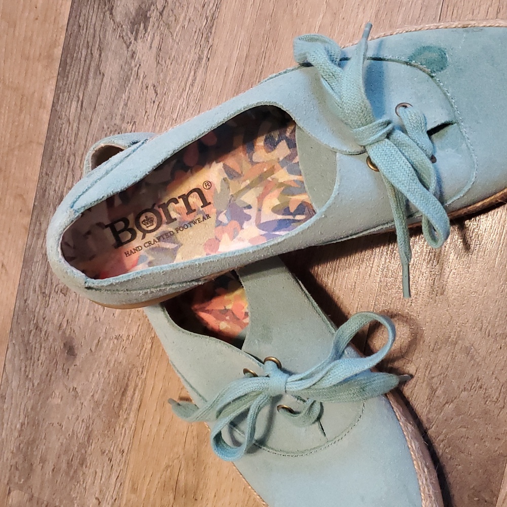 Born Women's Teal Suede Flats - Picture 2 of 8